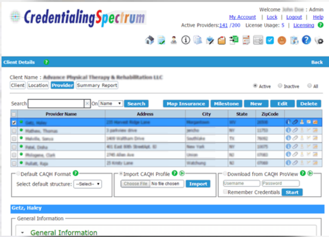 CredentialingSpectrum provider details
