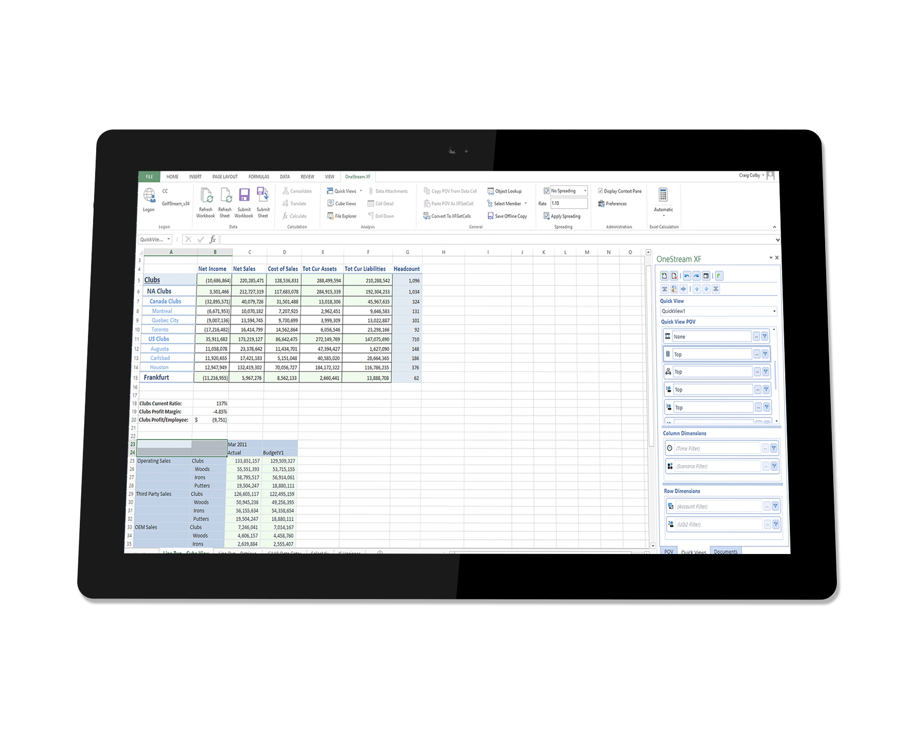 OneStream Software - Excel based work environment