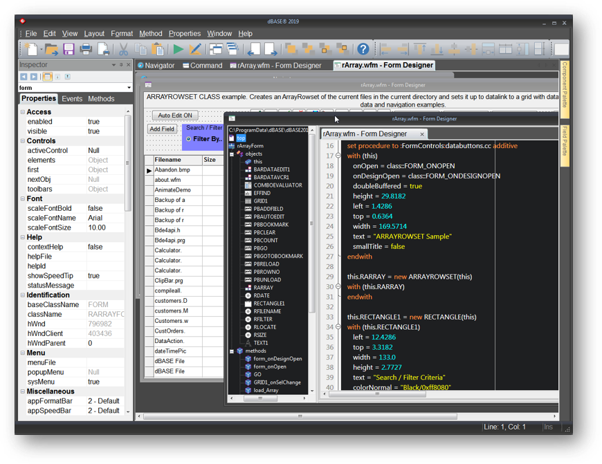 dBASE 2019 Software - Code Editor with Explorer