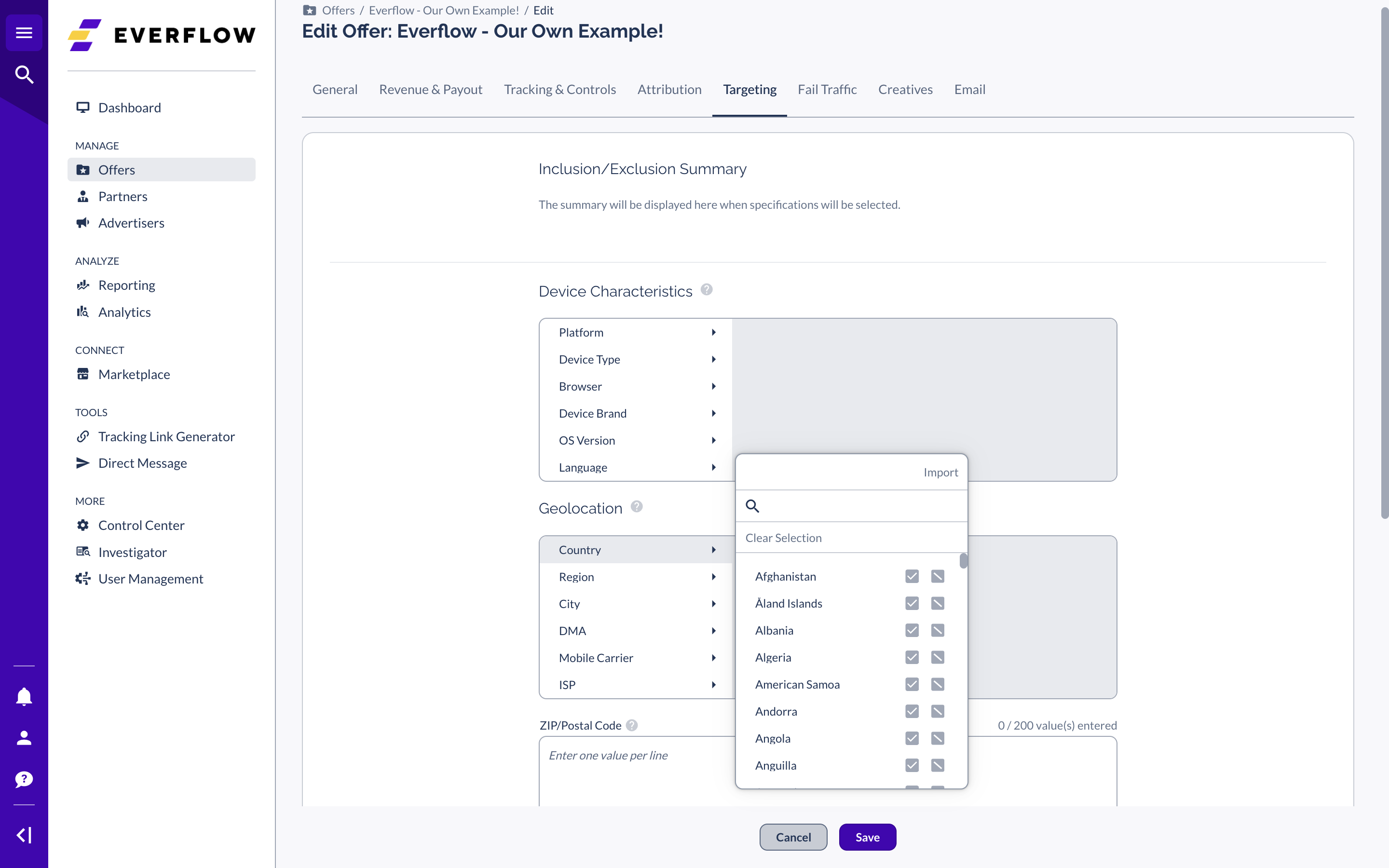 Everflow Software - Reach only the right users for your offers, and send any invalid users with other offer with matching targeting requirements.