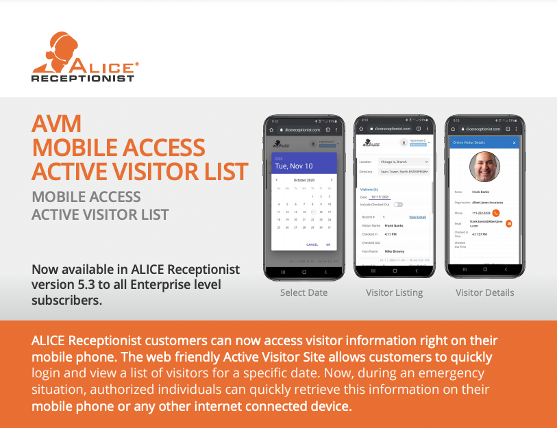 Mobile Access for Active Visitor List