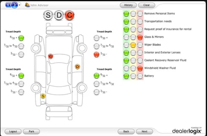 Dealerlogix screenshot: Dealerlogix multi-point inspection