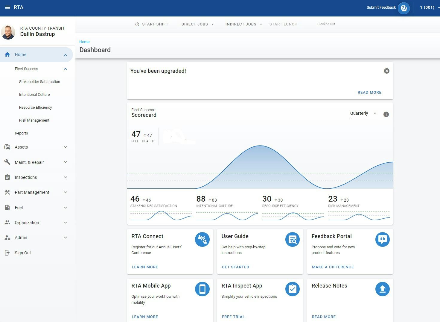 RTA Software - Home - Get system updates and navigate to additional RTA help sites, like the RTA Knowledge Base.    Use the Fleet Success Scorecard to better understand the impact of your fleet and how you’re seen by others outside and inside your organization.