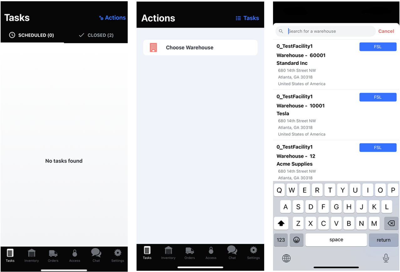 WA Solutions screenshot: WA Solutions tasks screens