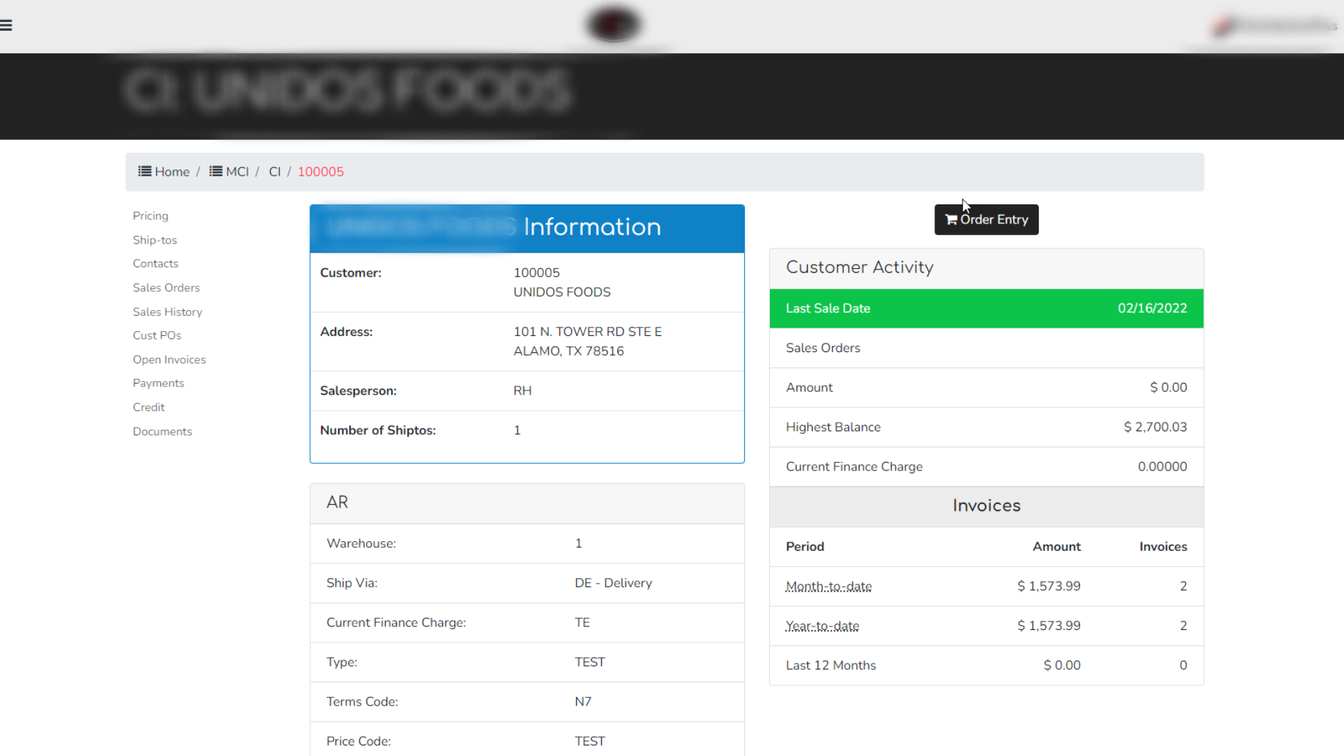 Sustaen screenshot: Sustaen Customer Screen