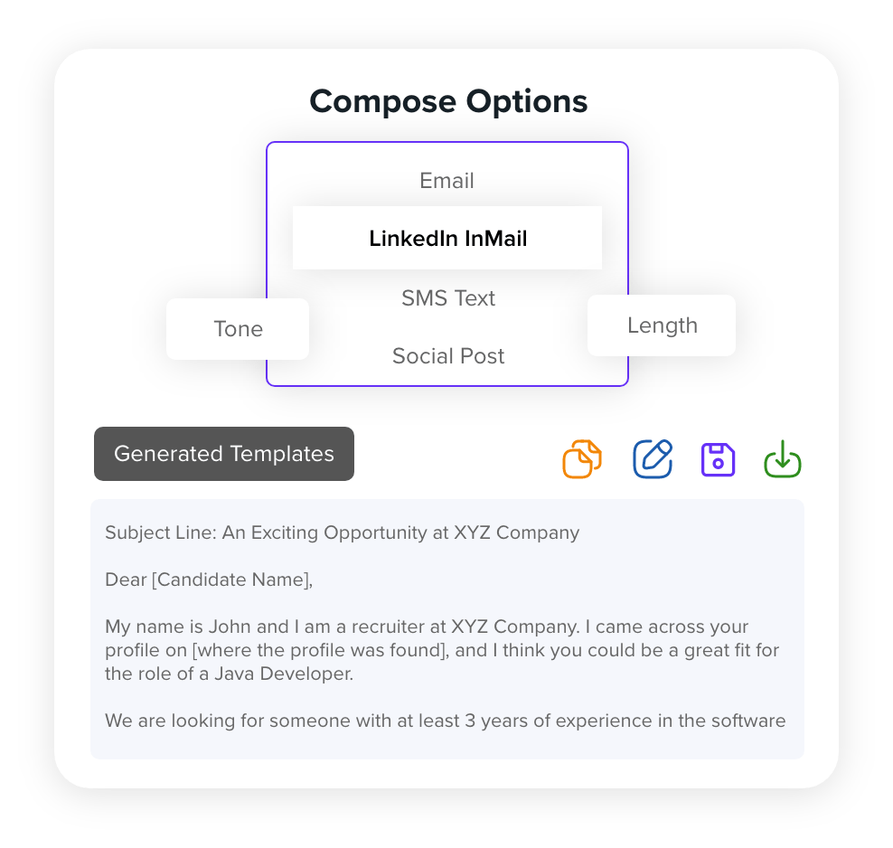 Compose Email Tool - Crafting each message to align with the candidate's profile and job prerequisites ensures your outreach is personalized. 
