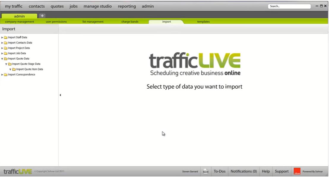 TrafficLIVE screenshot: TrafficLIVE admin dashboard