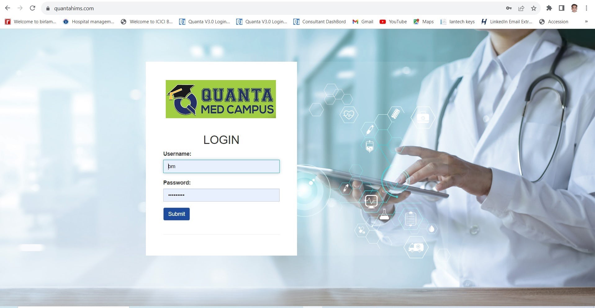 Quanta WebHIMS Software - Quanta MedCampus, Medical College Management System. Quanta MedCampus is designed for Medical Colleges to manage all Campus Management things. It is combined with Quanta HIMS system for college hospital computerization.