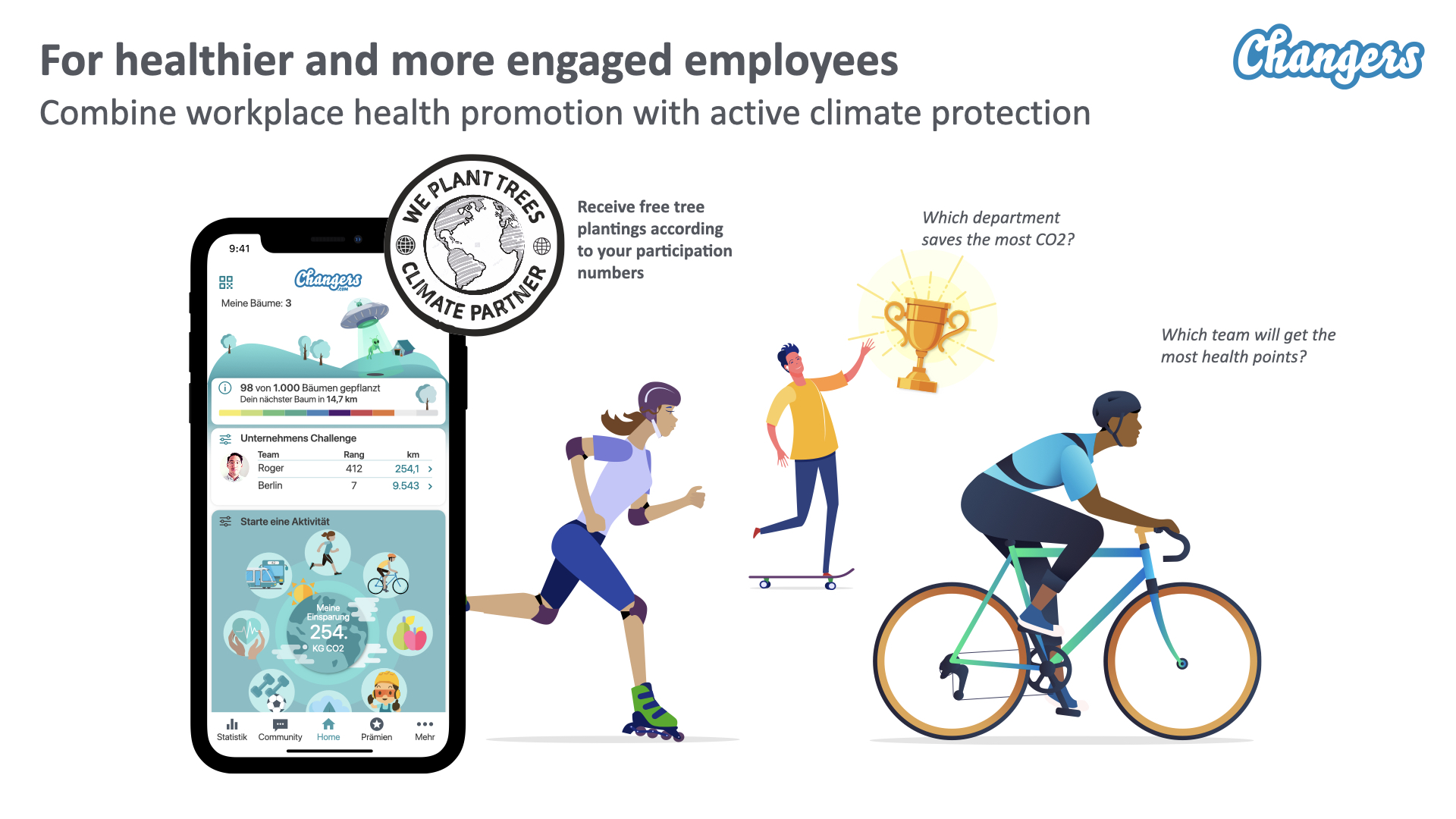 Changers screenshot: Health promotion and climate protection