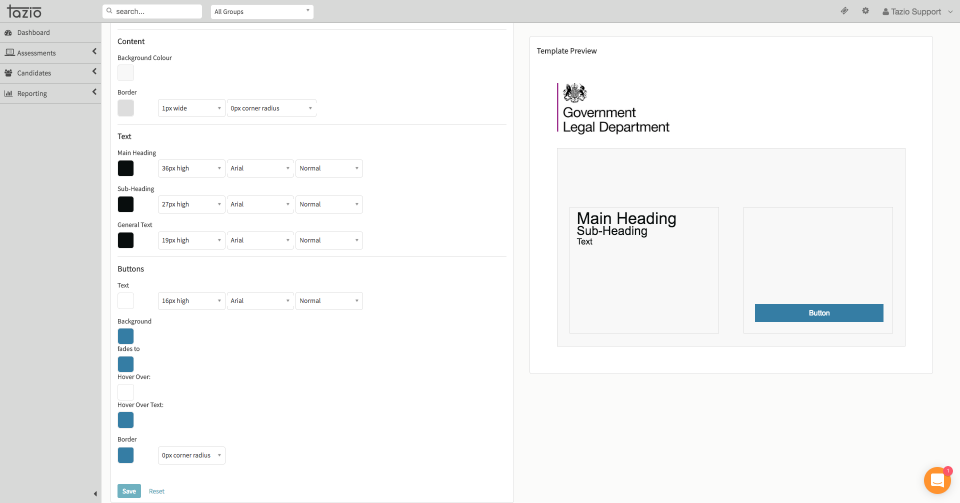 Tazio custom content management screenshot