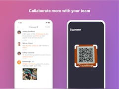 Bulbthings Software - Two mobiles showing a discussion between a manager with a coworker on the field and the scanner with a QR code. - thumbnail