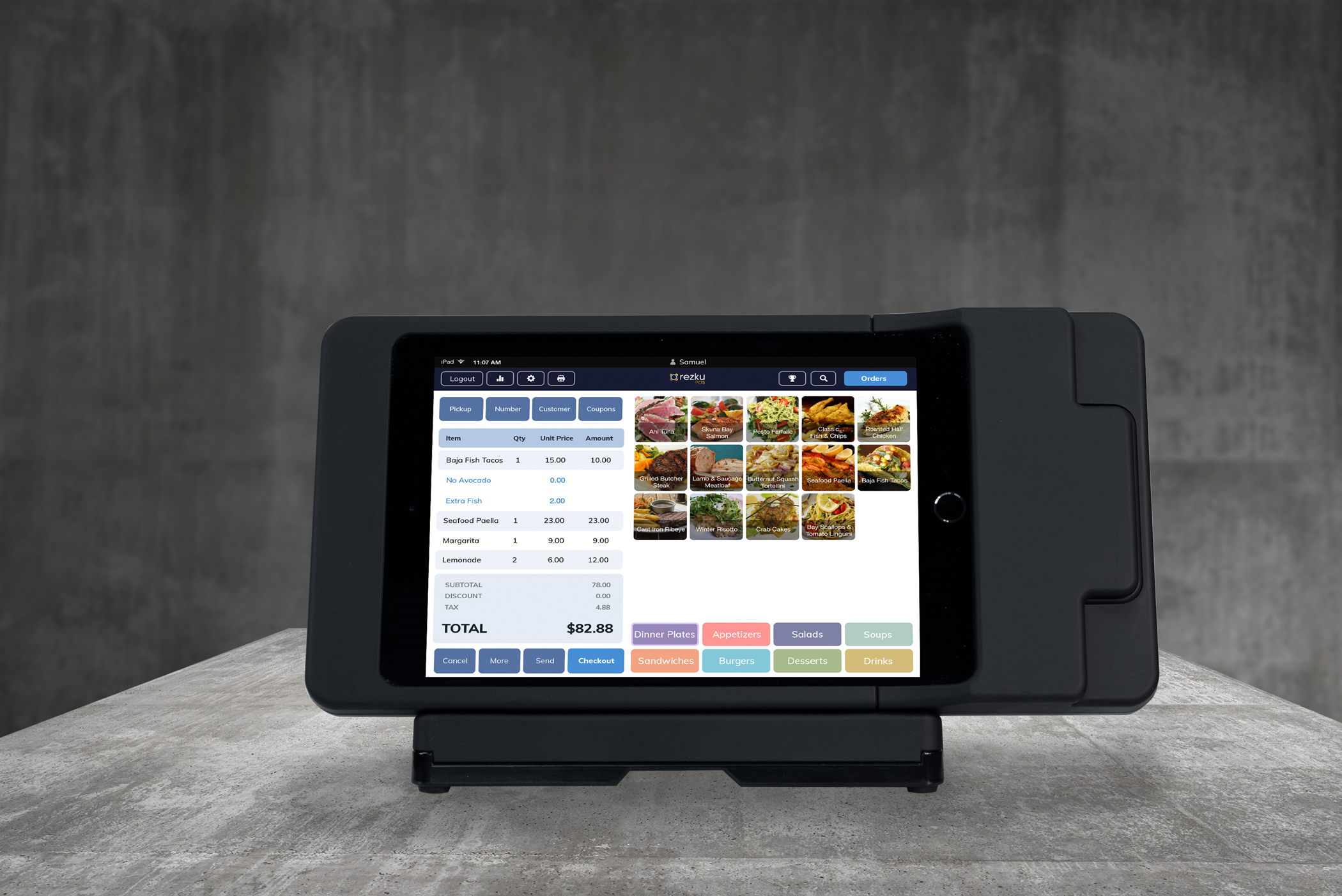 Rezku POS Software - Handheld table side ordering and payments in light mode