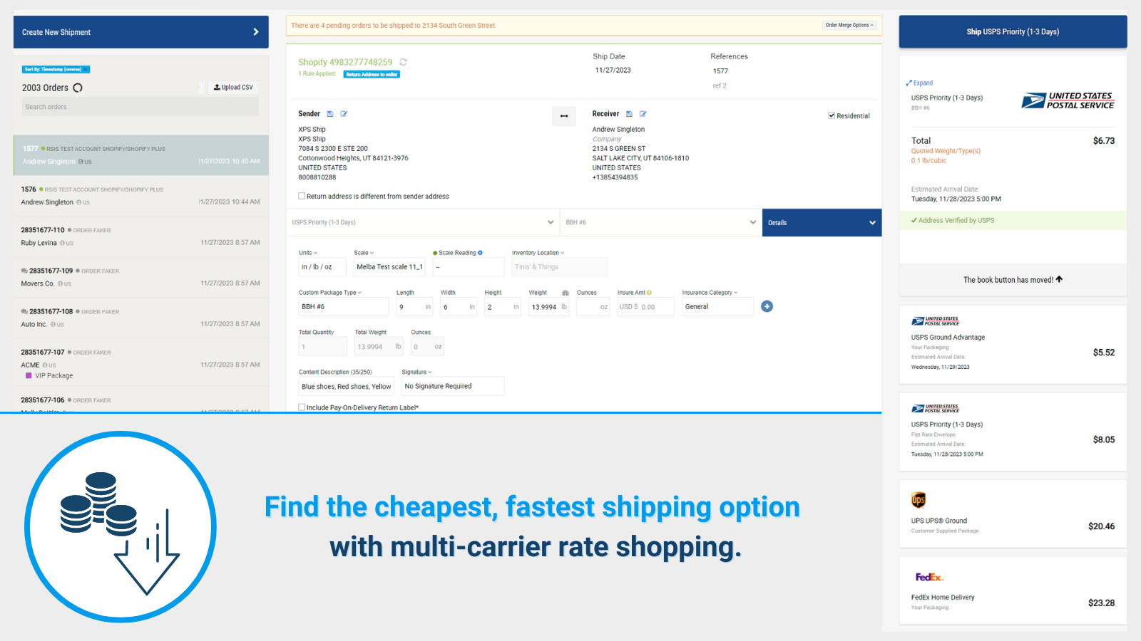 Multi-carrier rate shopping