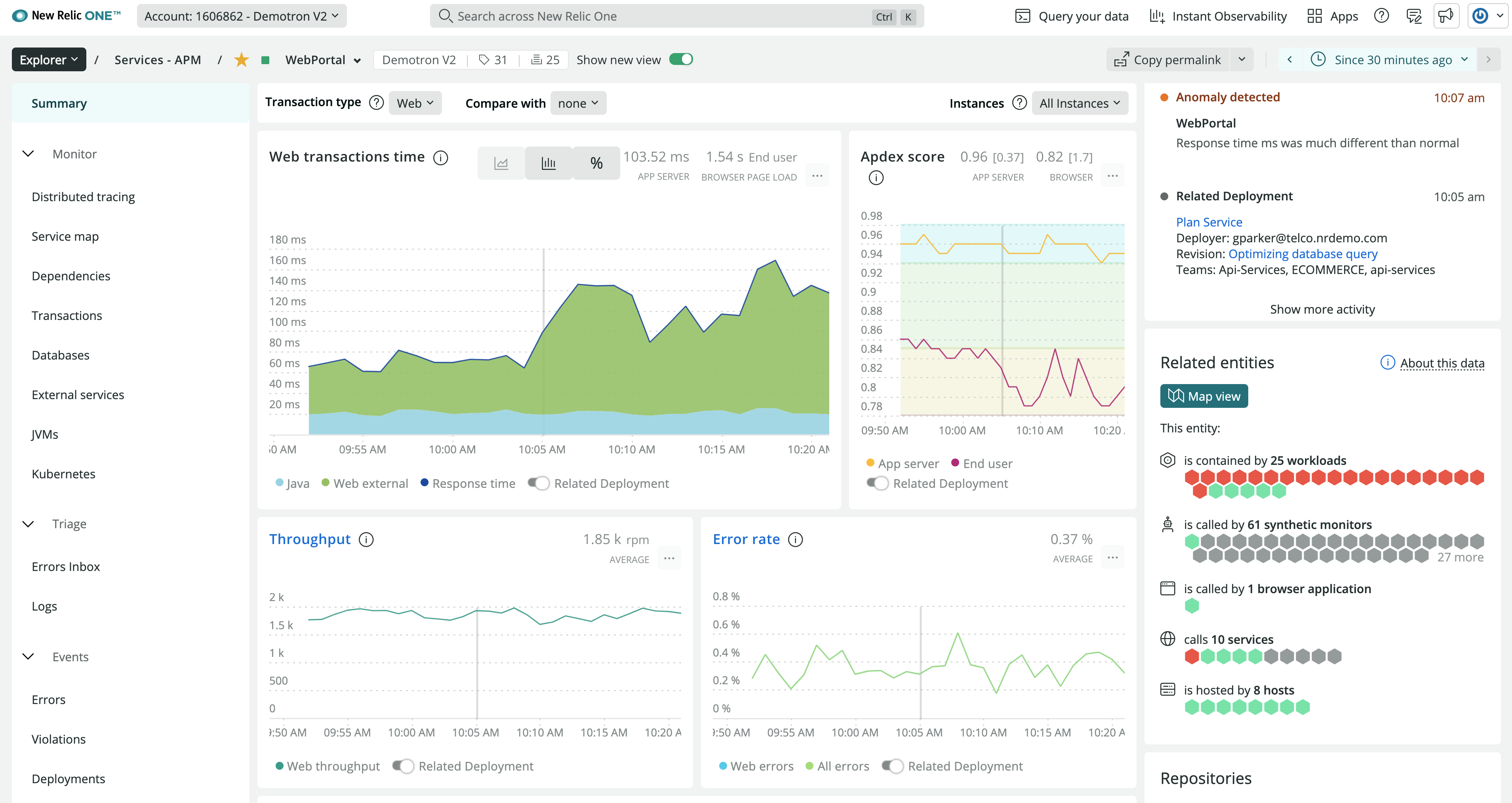 New Relic Software - New Relic One Application Performance Monitoring
