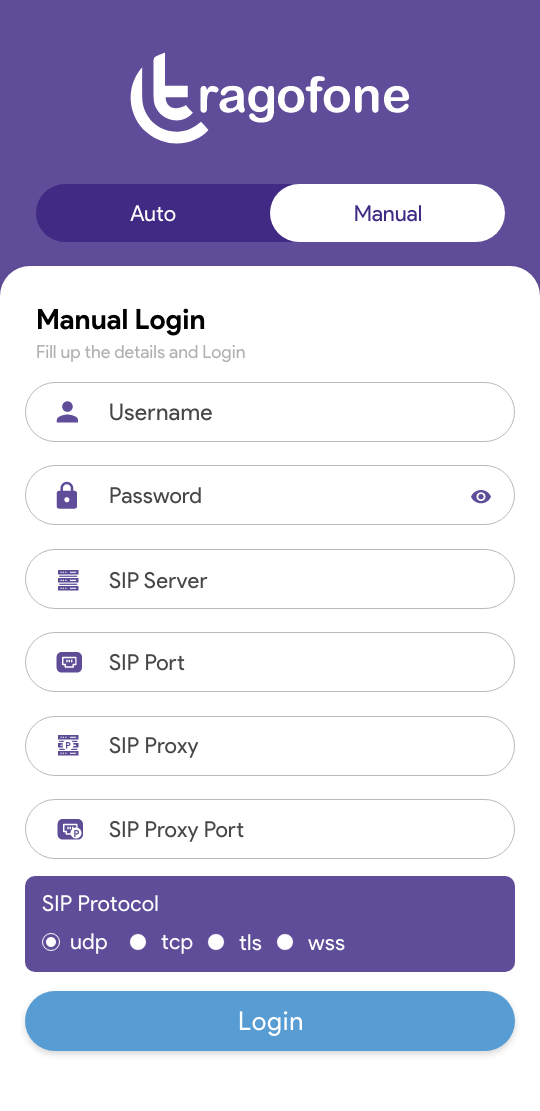 Tragofone manual login