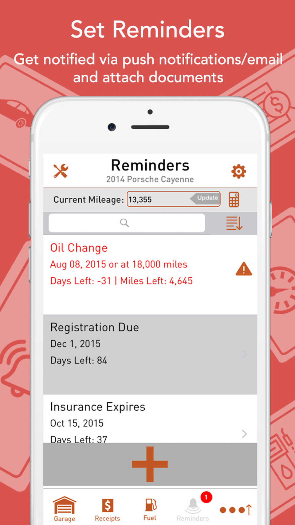 Set service reminders