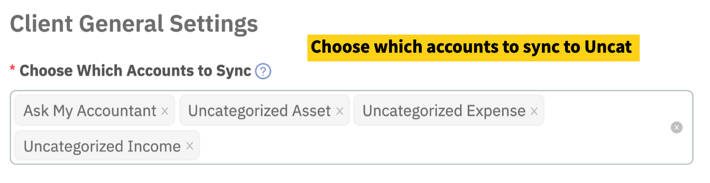 Choose which accounts to sync with Uncat from QuickBooks Online, Xero, or QuickBooks Desktop.