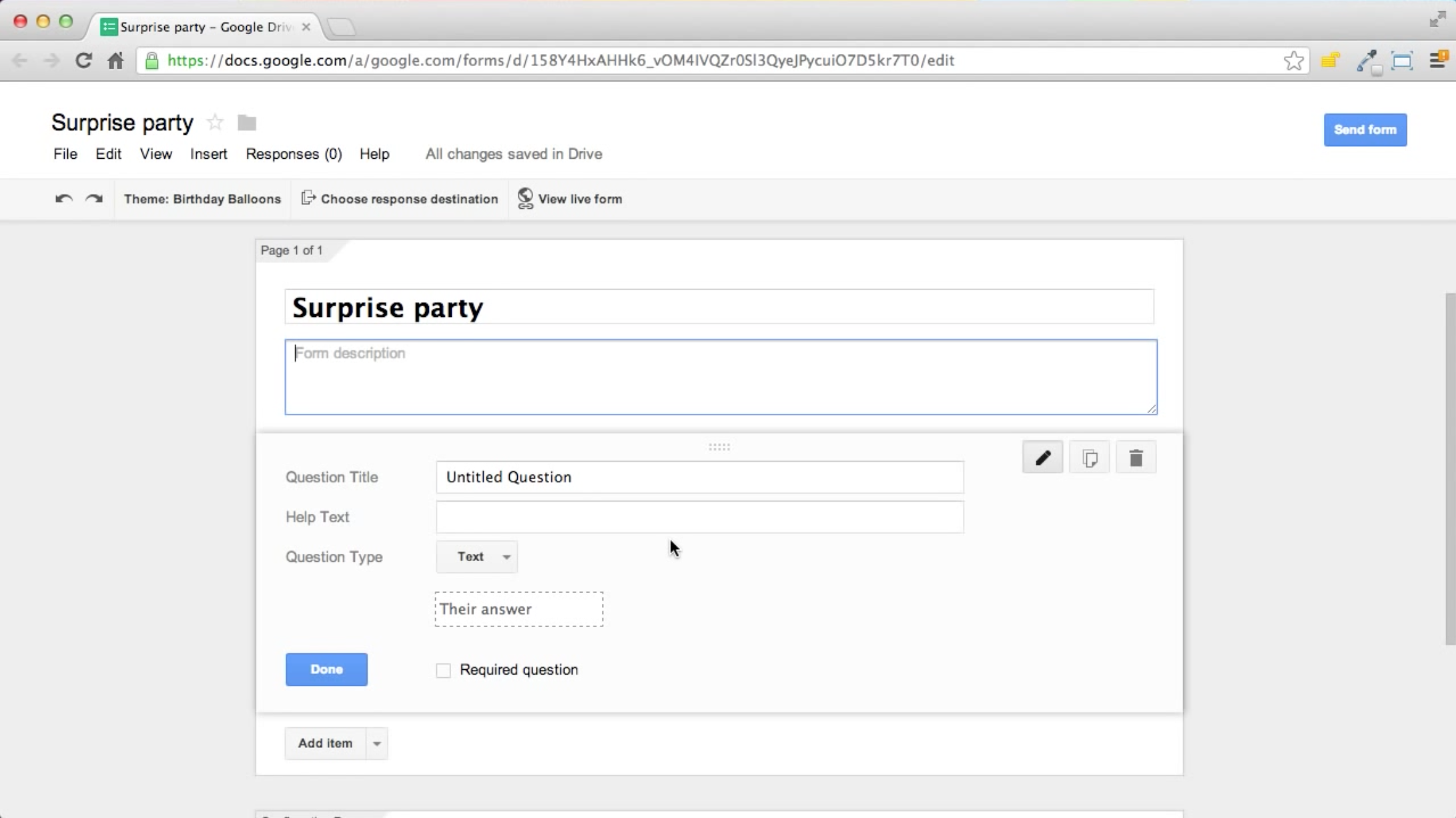 Google Forms form editor