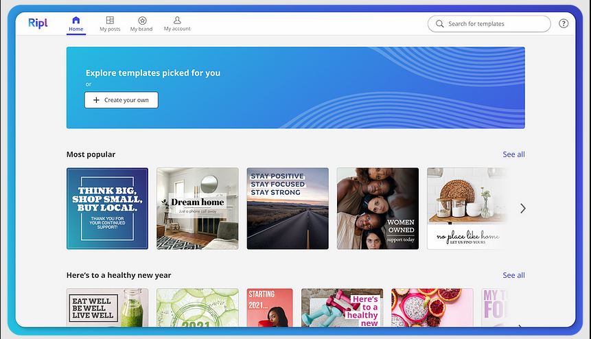 Ripl screenshot: Ripl home