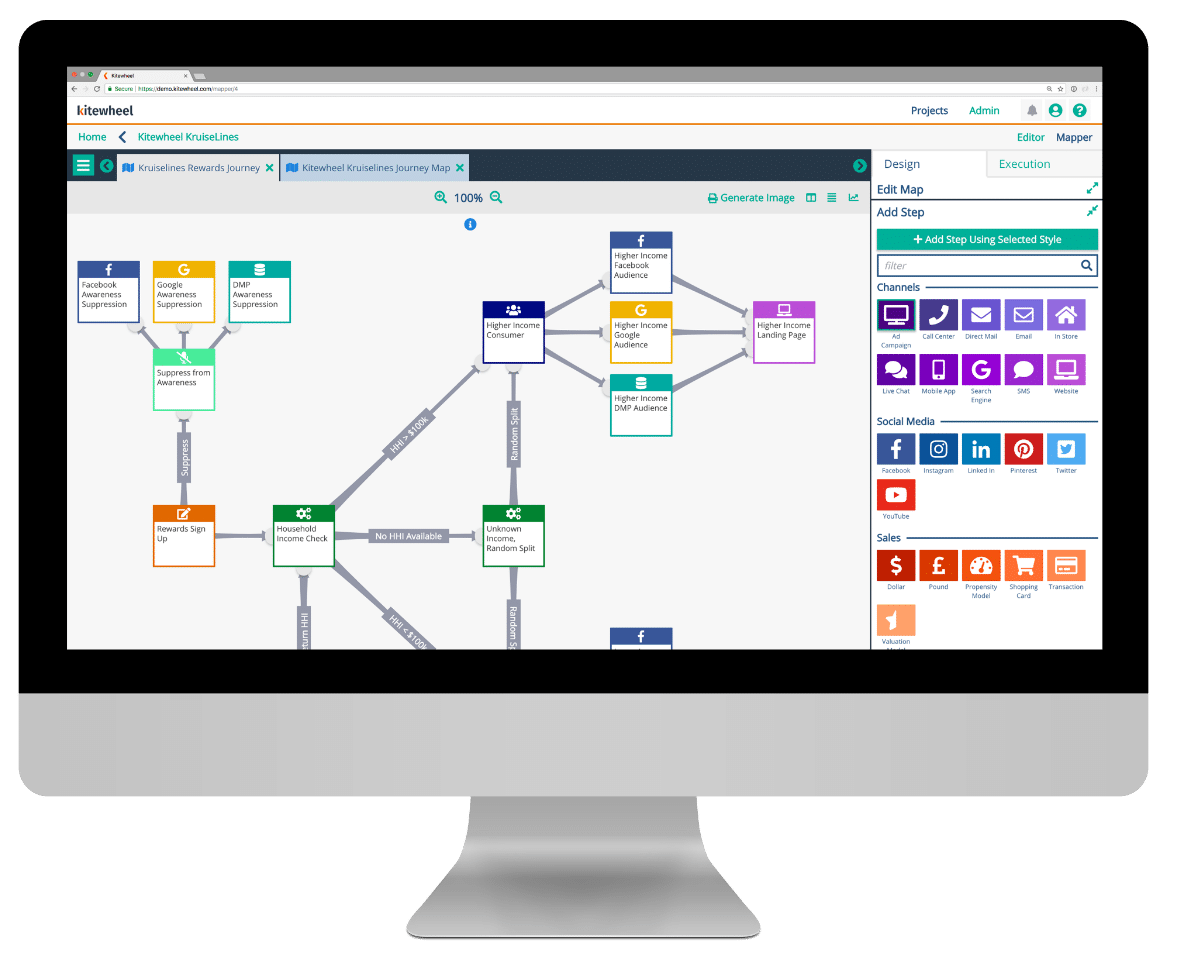 Kitewheel screenshot: Kitewheel journey orchestration