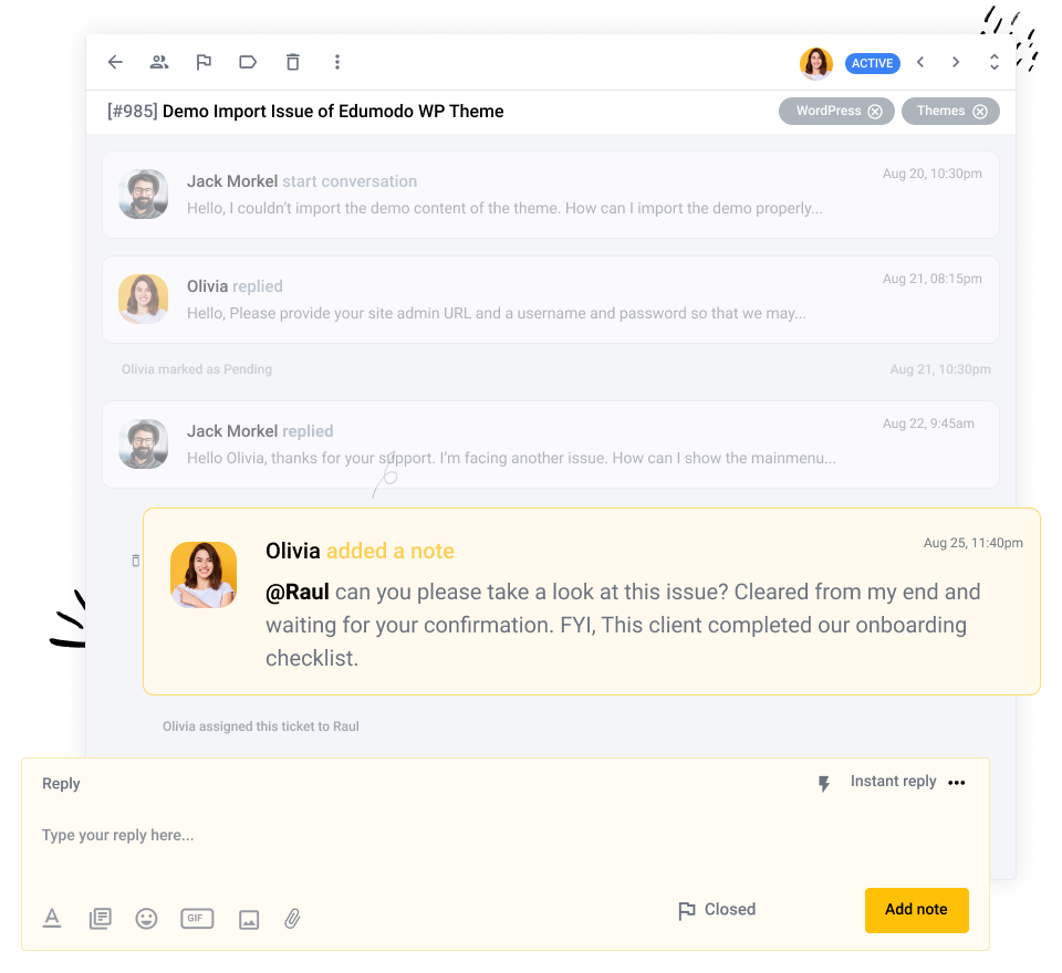ThriveDesk private notes