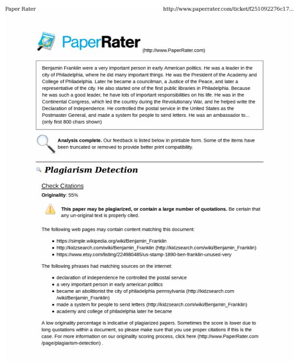 paperrater plagiarism checker free