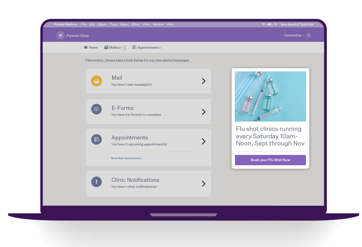 Broadcast bulk notifications to your entire patient list or to a specific segment, and see which patients have read your message through built-in analytics.