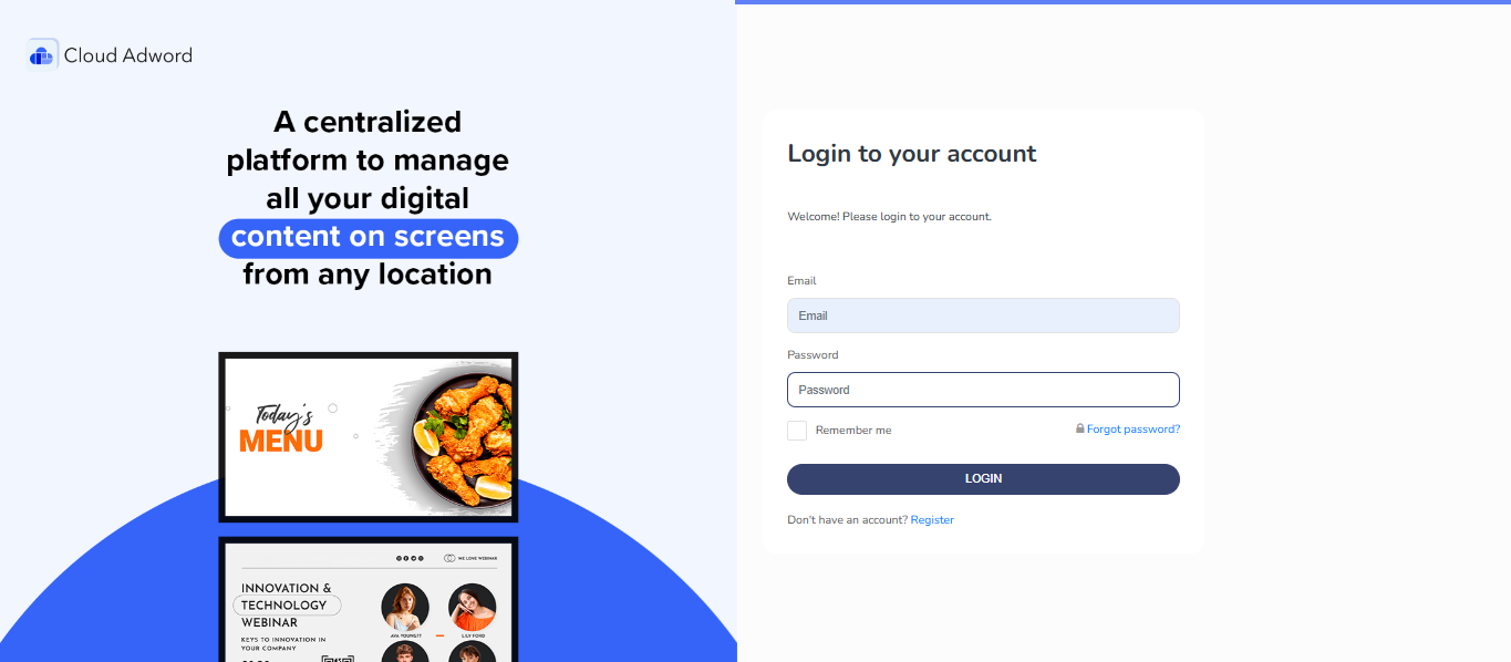 Cloud AdWord Software - Cloud Adword Login page