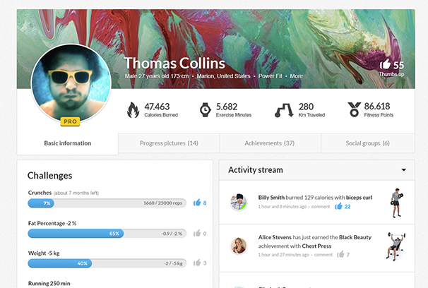 Users have their own Virtuagym profiles, and can be given challenges and rewards for motivation