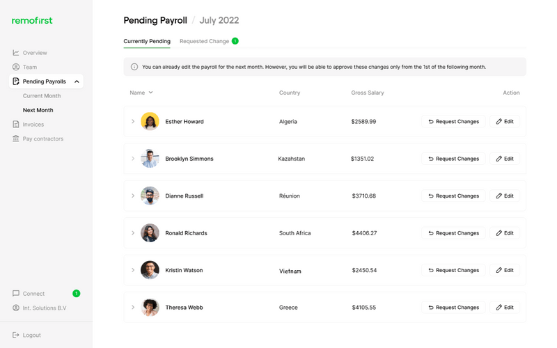Remofirst Software - We invoice you around the 15th of each month to make sure your employees are paid on time, and you can summarize your invoices to aggregate them into one payment.