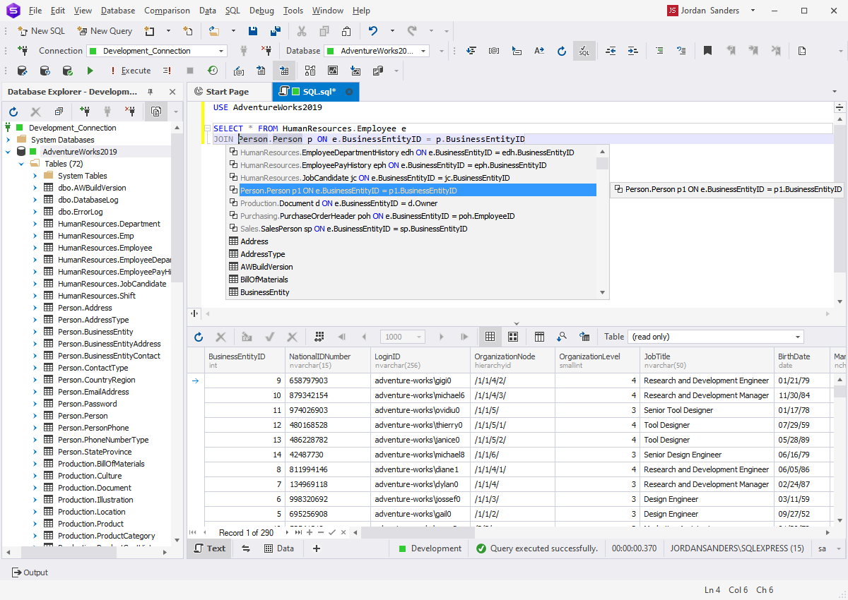 dbForge Studio for SQL Server screenshot: SQL Coding Assistance