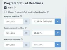 SmarterSelect Software - Select the desired dates and times for application deadlines
