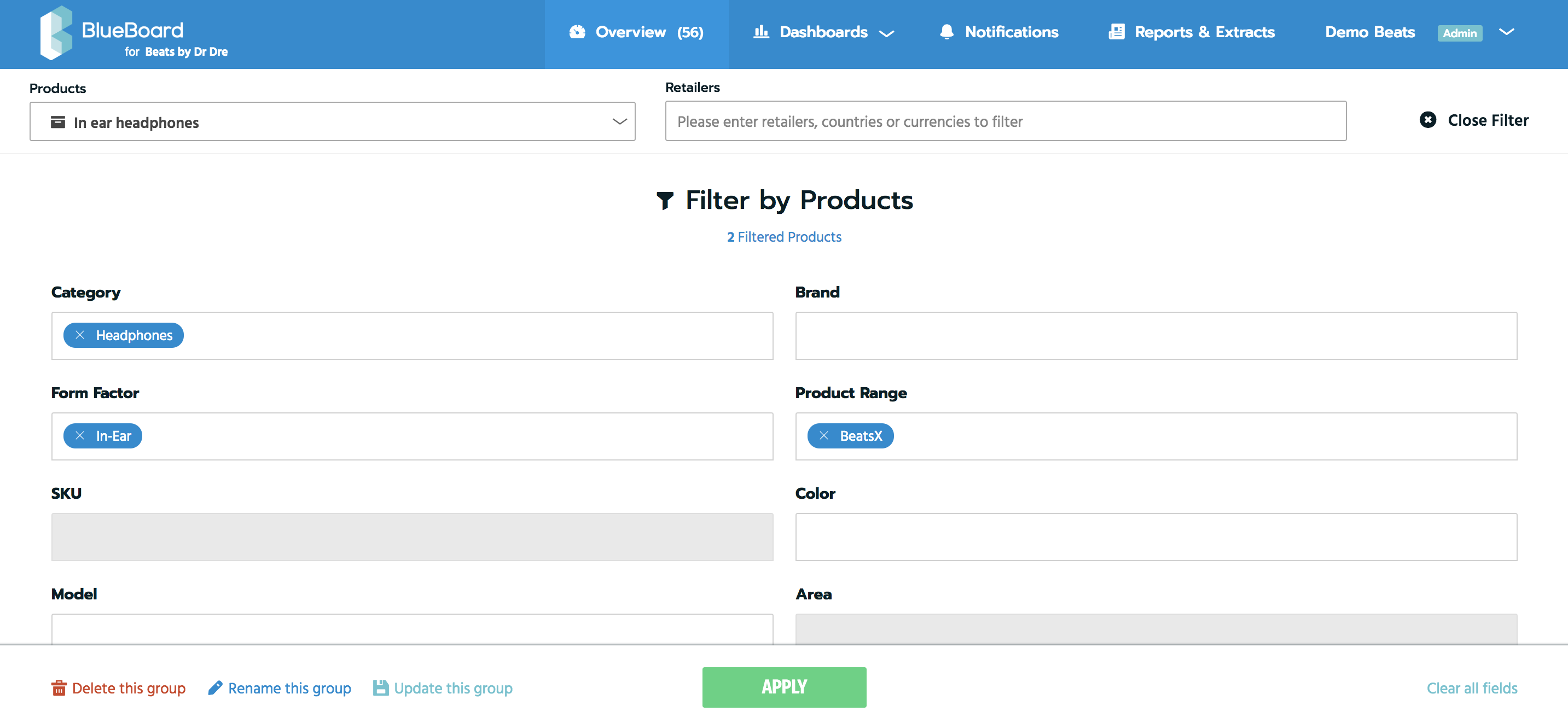 Sort and filter products