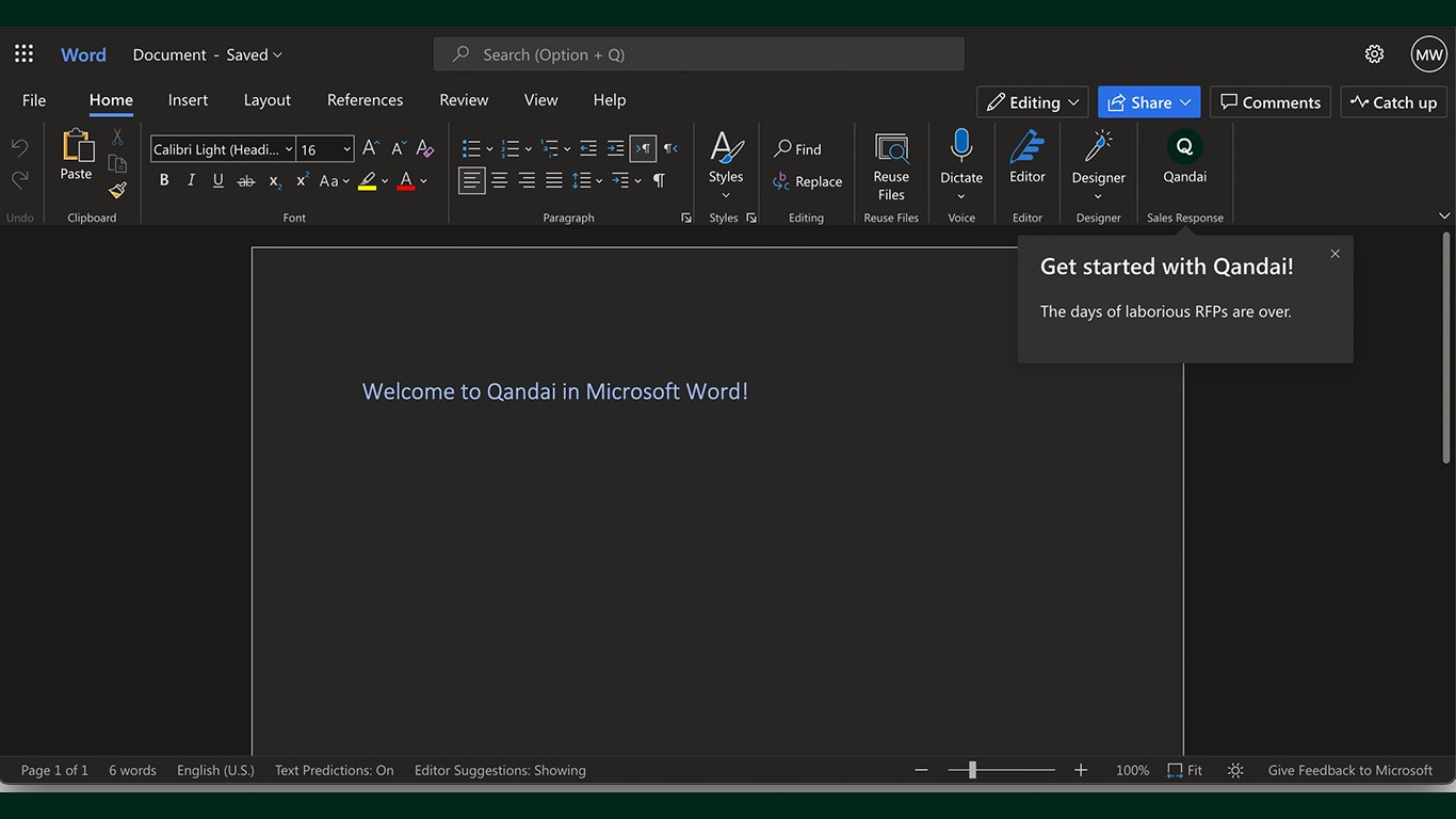 Qandai is also available as an add-in in Microsoft Word