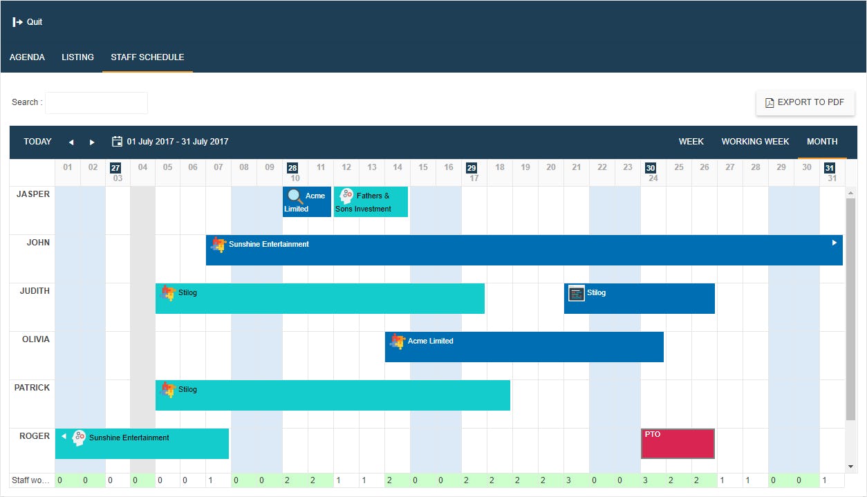 Visual Planning Software - Visual Planning staff schedule