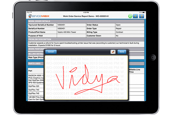 IPad signature on ServiceMax