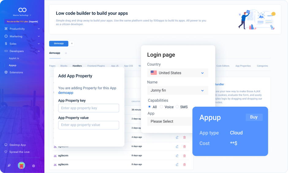 AppUp screenshot: AppUp adding property