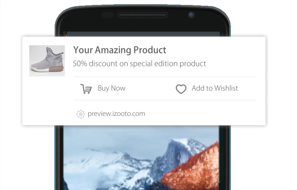 iZooto screenshot: iZooto's web push notifications can be viewed on desktop and mobile devices