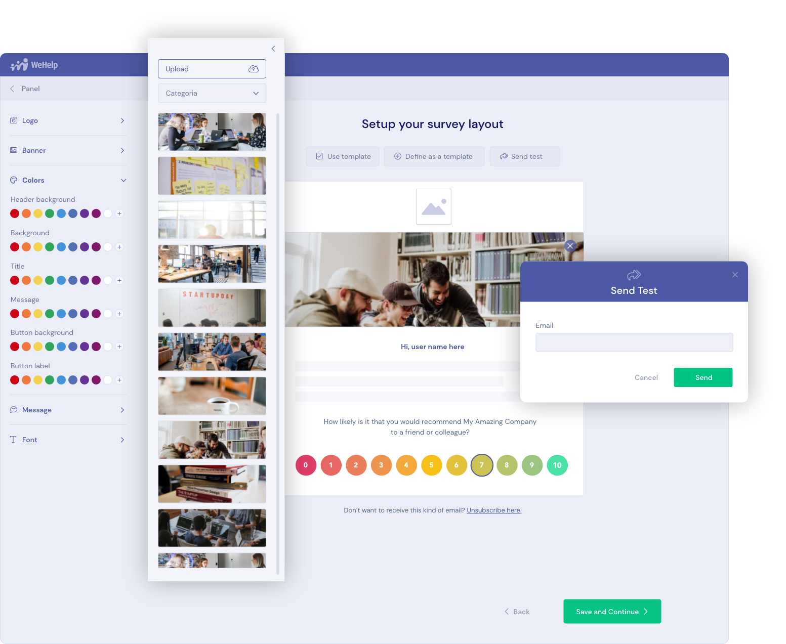WeHelp screenshot: WeHelp survey layout