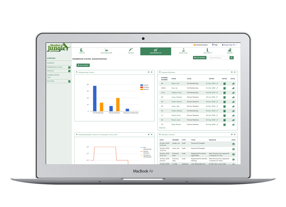 Member Jungle screenshot: Online membership management and reporting