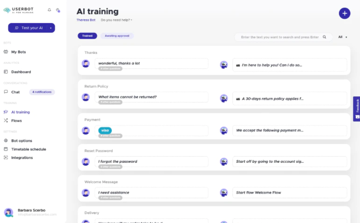Userbot AI training