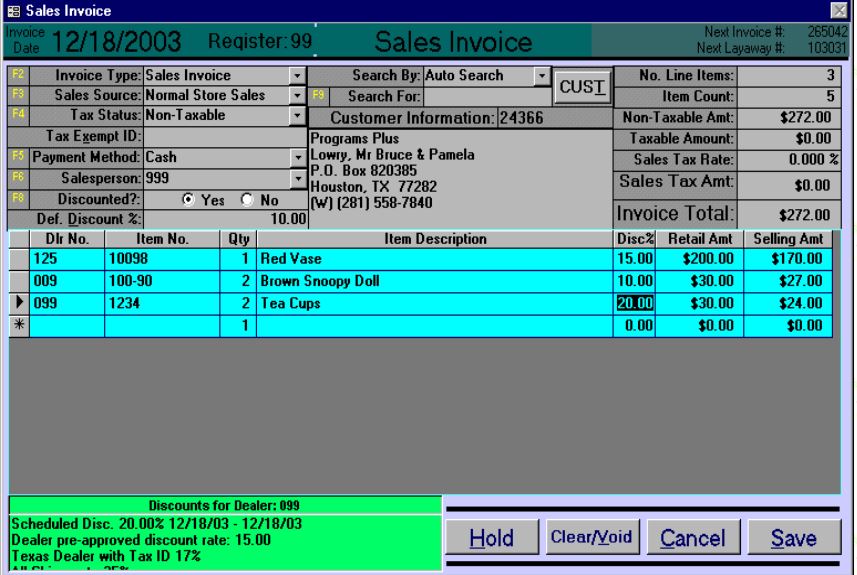 Antique Mall Accounting System sales invoice management