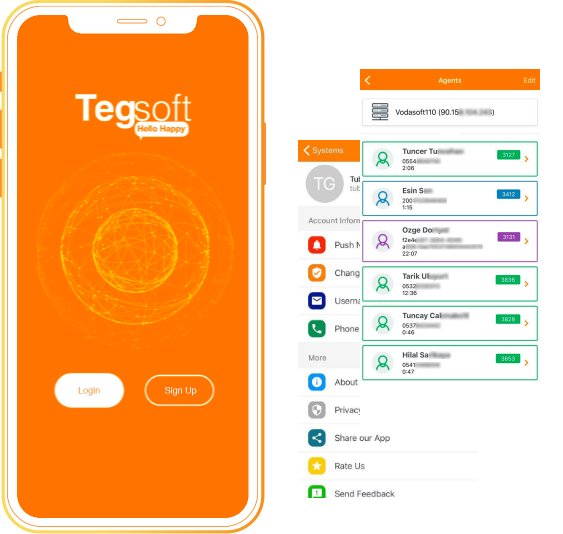 Tegsoft Contact Center screenshot: Tegsoft Telescope App