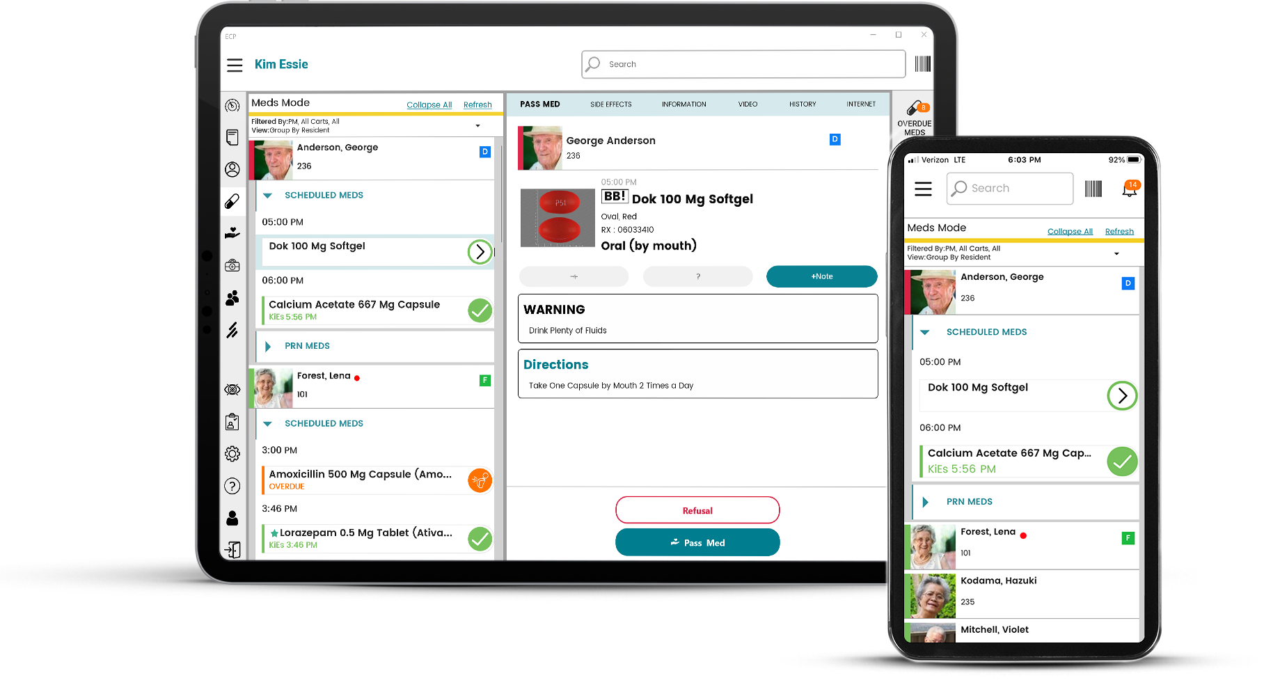 ECP eMAR screenshot: eMAR Medication Charting