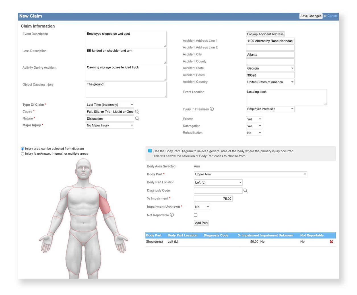 Origami Risk for P&C Insurance Software - New Claim Information Form