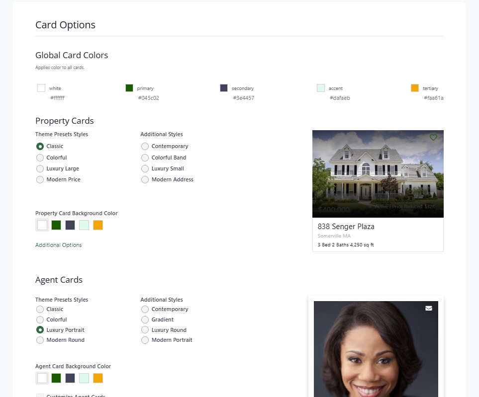 Lone Wolf Front Office screenshot: Card Options