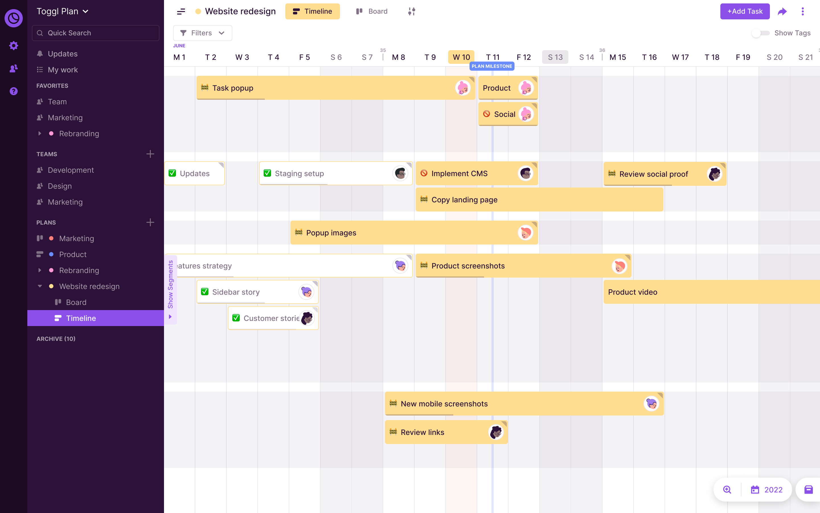 Toggl Plan Software - Toggl Plan - project timelines