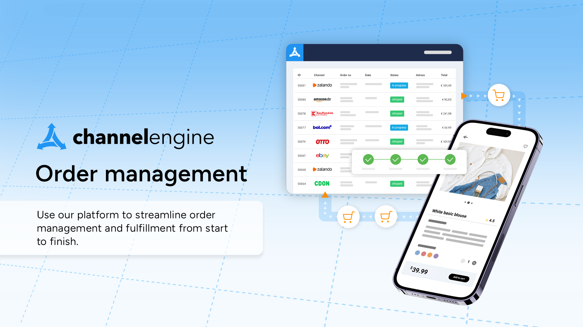 Use our platform to streamline order management and fulfillment from start to finish.