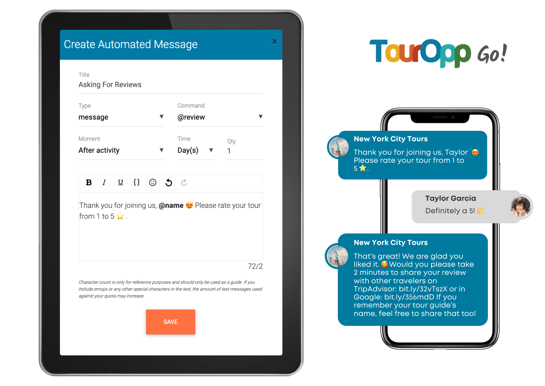 TourOpp GO screenshot: Reviews