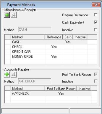 Our finance and accounting solutions allow users to set up payment methods and indicate whether they are cash or checks for use with posting/printing receipts.